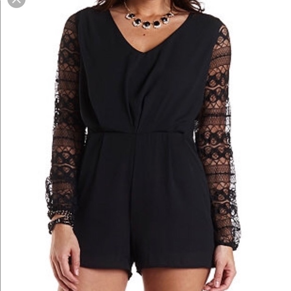 Charlotte Russe Pants - Black Lace Romper Charlotte Russe Sz XS